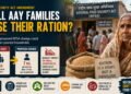 Food Security Act amendment and AAY ration changes, showing 35 kg household entitlement versus proposed 7 kg per person and the impact on vulnerable families in India.